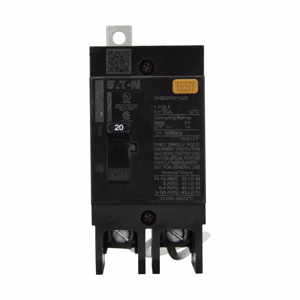 Eaton GHB Series C Bolt-on GFEP Circuit Breakers 20 A 480Y/277 VAC, 125/250 VDC 14 kAIC 1 Pole 1 Phase