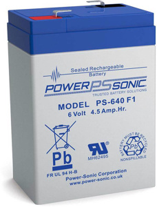 Power Sonic Sealed Lead Acid Batteries 6 V Sealed Lead Acid 2.76 in L x 1.86 in W x 4.25 in H
