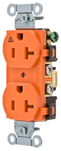 Hubbell Wiring Straight Blade Duplex Receptacles 20 A 125 V 2P3W 5-20R Commercial Corrosion-resistant Orange
