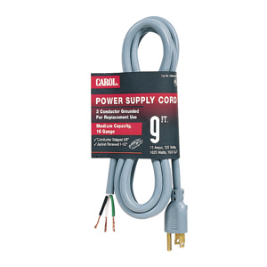 General Cable Power Supply Replacement Cord 16 AWG 9 ft 3 Conductor