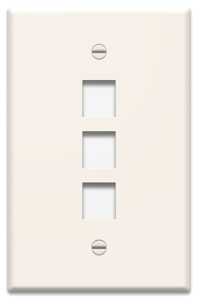 Pass & Seymour Standard Multimedia Faceplates 1 Gang 3 Port Light Almond ABS Plastic Box