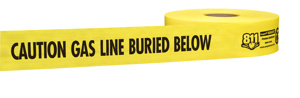 Milwaukee Underground Hazard Tape Black<multisep/>Yellow 3 in x 1000 ft Caution Gas Line Buried Below