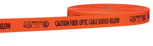 Milwaukee Underground Hazard Tape Black on Orange 3 in x 6000 ft Caution Fiber Optic Cable Buried Below