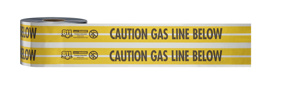 Milwaukee Detectable Underground Hazard Tape Black on Yellow<multisep/>Silver 6 in x 1000 ft Caution Gas Line Below