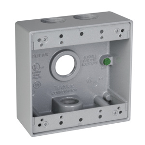 Hubbell Electrical TayMac DB Series Four Hub Weatherproof Outlet Boxes 2 in Metallic 2 Gang 3/4 in