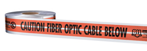 Milwaukee Detectable Underground Hazard Tape Orange<multisep/>Silver<multisep/>Black 3 in x 1000 ft Caution Fiber Optic Cable