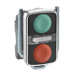 Square D Harmony™ ZB4BW Double-headed Flush Push Buttons 22 mm IEC Illuminated Metallic Green/Red