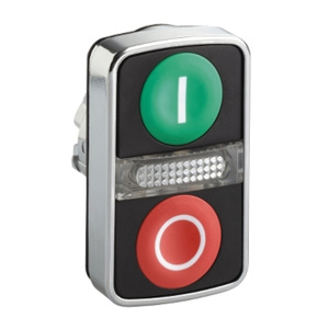 Square D Harmony™ ZB4BW Double-headed Flush Push Buttons 22 mm IEC Illuminated Metallic Green/Red