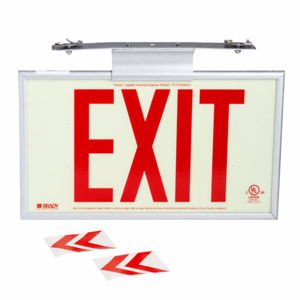 Brady Illuminated Emergency Exit Signs Glow-in-the-Dark/Photoluminescent Double Face