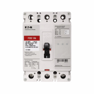 Eaton Cutler-Hammer FDB Series C Molded Case Industrial Circuit Breakers 10 A 600 VAC, 250 VDC 14 kAIC 3 Pole 3 Phase