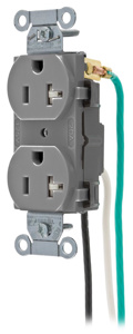 Hubbell Wiring Straight Blade Duplex Receptacles 20 A 125 V 2P3W 5-20R Commercial CR Tamper-resistant Gray