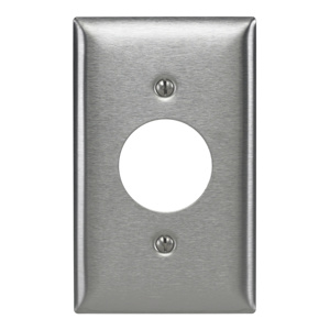 Hubbell Wiring Standard Round Hole Wallplates 1 Gang 1.40 in Metallic Stainless Steel 430 Device