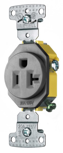 Hubbell Wiring Straight Blade Single Receptacles 20 A 125 V 2P3W 5-20R Residential tradeSELECT® Dry Location Gray