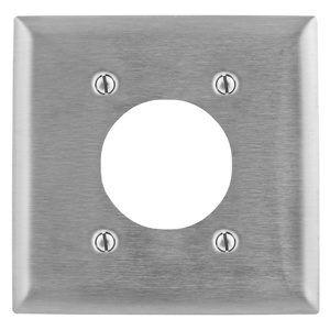 Hubbell Wiring Standard Round Hole Wallplates 2 Gang 2.16 in Metallic Stainless Steel 302/304 Device