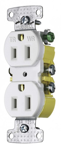 Hubbell Wiring Straight Blade Duplex Receptacles 15 A 125 V 2P3W 5-15R Residential tradeSELECT® Tamper-resistant, Weather-resistant White