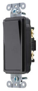 Hubbell Wiring SPST Rocker Light Switches 20 A 120/277 V Style Line® Decorator DS120 Black