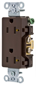 Hubbell Wiring Straight Blade Decorator Duplex Receptacles 20 A 125 V 2P3W 5-15R Commercial Style Line® Dry Location Brown