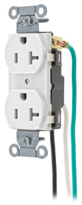 Hubbell Wiring Straight Blade Duplex Receptacles 20 A 125 V 2P3W 5-20R Commercial CR Dry Location White