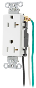 Hubbell Wiring Straight Blade Decorator Duplex Receptacles 20 A 125 V 2P3W 5-20R Commercial Style Line® Dry Location White