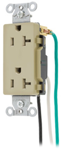 Hubbell Wiring Straight Blade Decorator Duplex Receptacles 20 A 125 V 2P3W 5-20R Commercial Style Line® Dry Location Ivory