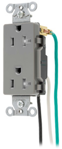 Hubbell Wiring Straight Blade Decorator Duplex Receptacles 20 A 125 V 2P3W 5-20R Commercial Style Line® Tamper-resistant Gray