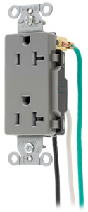 Hubbell Wiring Straight Blade Decorator Duplex Receptacles 20 A 125 V 2P3W 5-20R Commercial Style Line® Dry Location Gray