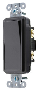 Hubbell Wiring 4-Way, DPDT Rocker Light Switches 20 A 120/277 V Style Line® Decorator Series DS420 No Illumination Black