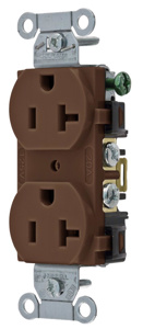 Hubbell Wiring Straight Blade Duplex Receptacles 20 A 125 V 2P3W 5-20R Commercial/Industrial BR Dry Location Brown