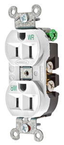 Hubbell Wiring Straight Blade Duplex Receptacles 15 A 125 V 2P3W 5-15R Commercial/Industrial Hubbell-Pro™ Weather-resistant White