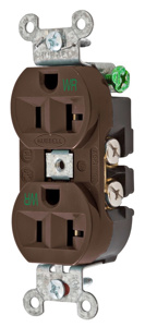 Hubbell Wiring Straight Blade Duplex Receptacles 20 A 125 V 2P3W 5-20R Commercial/Industrial Hubbell-Pro™ Weather-resistant Brown