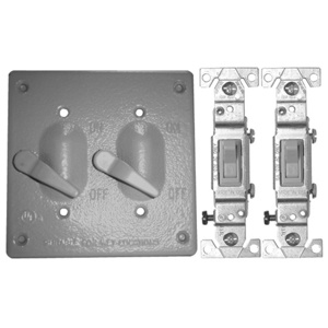 Appleton Emerson ETP™ WV Series Weatherproof Square Outlet Box Covers Aluminum 2 Gang Gray