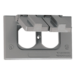 Appleton Emerson ETP™ WH Series Weatherproof Stay Open Outlet Box Covers Aluminum Die Cast 1 Gang Gray