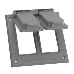 Appleton Emerson ETP™ WV Series Weatherproof Self-closing Outlet Box Covers Aluminum Die Cast 2 Gang Gray