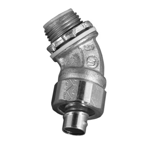 Appleton Emerson 4QS Series 45 Degree <em class="search-results-highlight">Liquidtight</em> Connectors Non-insulated 1/2 in Compression x Threaded Malleable Iron