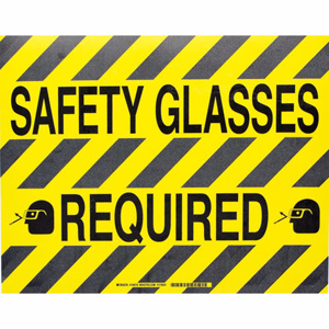 Brady B-302 OSHA Compliant Caution Hearing Protection Required Signs 14 x 14 in <em class="search-results-highlight">Safety Glasses</em> Required Aluminum Black/Yellow