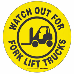 Brady B-120 Machine & Operational Safety Signs Watch Out For Fork Lift Trucks Aluminum Black/Yellow