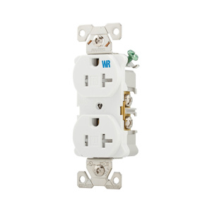 Eaton Wiring Devices TWRBR20 Series Duplex Receptacles 20 A 125 V 2P3W 5-20R Commercial Tamper-resistant, Weather-resistant White