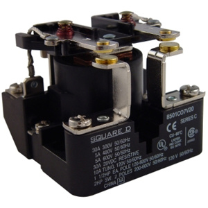 Square D 8501C Open Frame Heavy Duty Power Relays 30 A 2 NO DPST 240 VAC