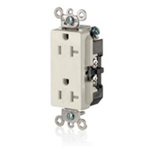 Leviton Plus TDR20 Series Duplex Receptacles 20 A 125 V 2P3W 5-20R Heavy-Duty Industrial Specification Grade Decora® Tamper-resistant Almond<multisep/>Almond