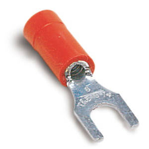 ABB Thomas & Betts Insulated Fork Terminals 22 - 16 AWG Brazed Seam Serrated Barrel Vinyl Red
