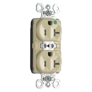 Pass & Seymour PTTR8300 Series Duplex Receptacles 20 A 125 V 2P3W 5-20R Hospital PlugTail® Tamper-resistant Ivory