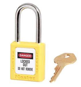 Master Lock Lockout Tagout Non-conductive Padlocks Yellow/Silver Brass, Copper, Thermoplastic