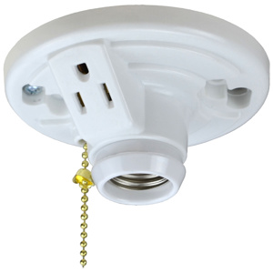 Allied Moulded LH Series Pull Chain Outlet Box Lampholders Incandescent Medium White