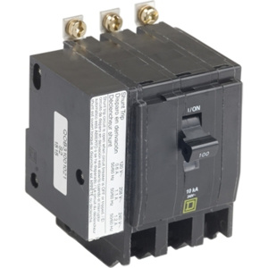 Square D QOB Series Shunt-trip Molded Case Bolt-on Circuit Breakers 100 A 120/240 VAC 10 kAIC 3 Pole 3 Phase