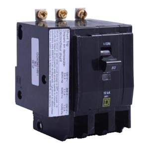 Square D QOB Series Shunt-trip Molded Case Bolt-on Circuit Breakers 90 A 120/240 VAC 10 kAIC 3 Pole 3 Phase