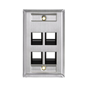 Leviton Standard Angled Multimedia Faceplates 1 Gang 4 Port Metallic Stainless Steel 304 Box