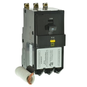 Square D QOB™ GFEP Molded Case Bolt-on Circuit Breakers 50 A 120 VAC 10 kAIC 3 Pole 3 Phase