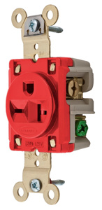 Hubbell Wiring Straight Blade Single Receptacles 20 A 250 V 2P3W 6-20R Specification HBL® Extra Heavy Duty Max Dry Location Red