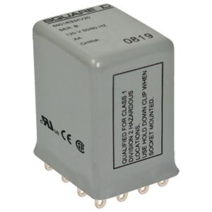 Square D 8501R Harmony™ Miniature Plug-in Ice Cube Relays 24 VDC Square Base 14 Blade 5 A 4PDT