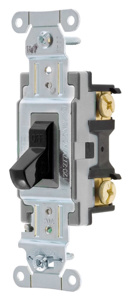 Hubbell Wiring SPST Toggle Light Switches 20 A 120/277 V CS120 No Illumination Black